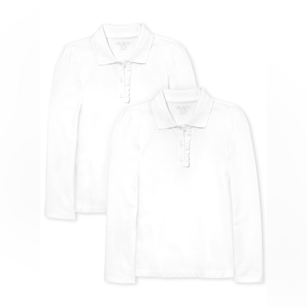 5- The Children's Place Girls’ Long Sleeve Pique Polo Ruffle